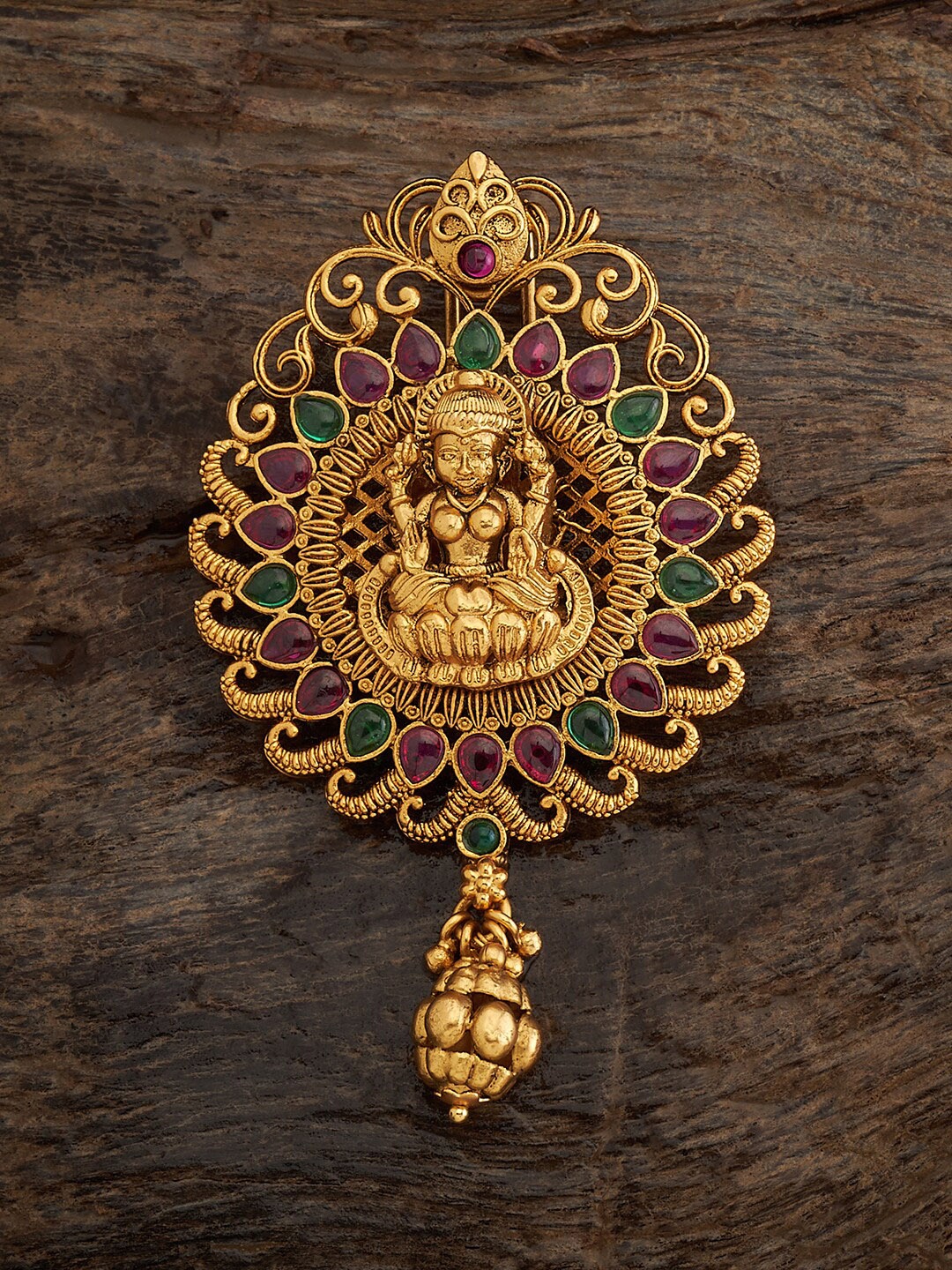 

Kushal's Fashion Jewellery Antique Ruby Beaded Bumpit Hair Pin, Gold