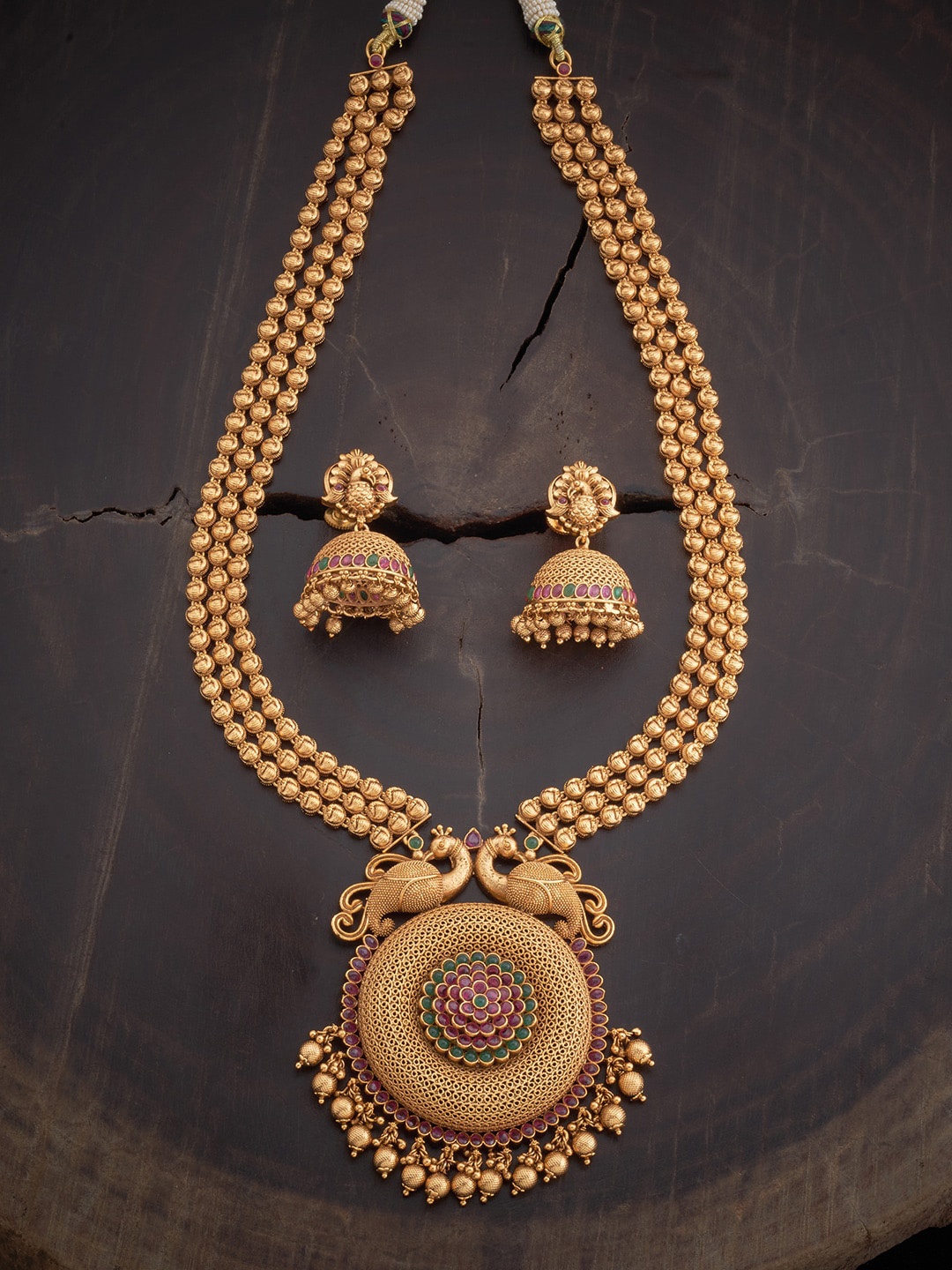 

Kushal's Fashion Jewellery Gold-Plated Stone-Studded Jewellery Set