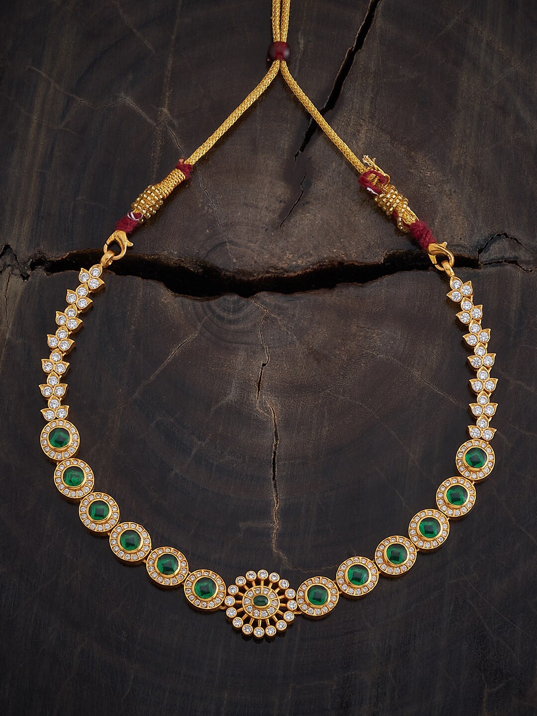 

Kushal's Fashion Jewellery 92.5 Pure Silver Gold-Plated Temple Necklace