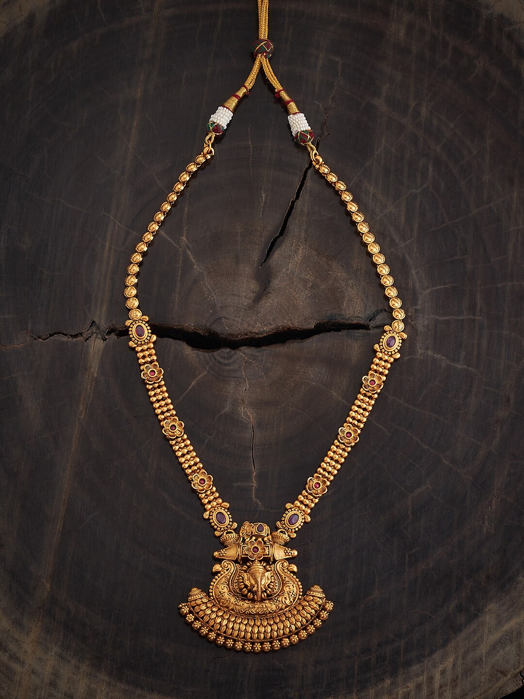 

Kushal's Fashion Jewellery Artificial Stones Gold Plated Antique Necklace