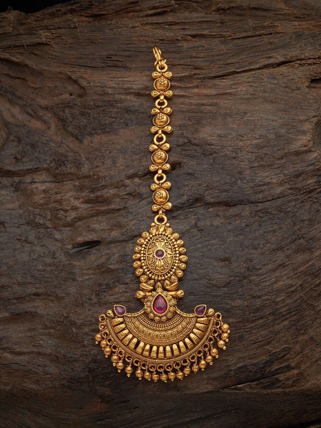 

Kushal's Fashion Jewellery Gold-Plated Artificial Stones Studded Maang Tikka
