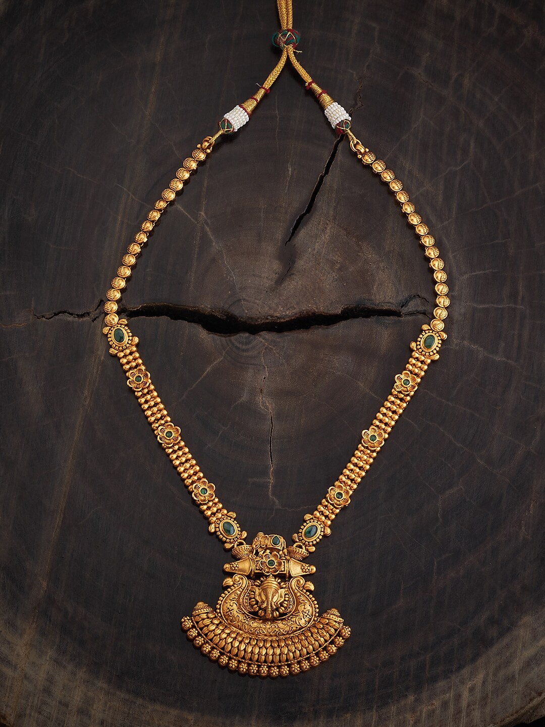 

Kushal's Fashion Jewellery Copper Gold-Plated Stones Studded Antique Necklace