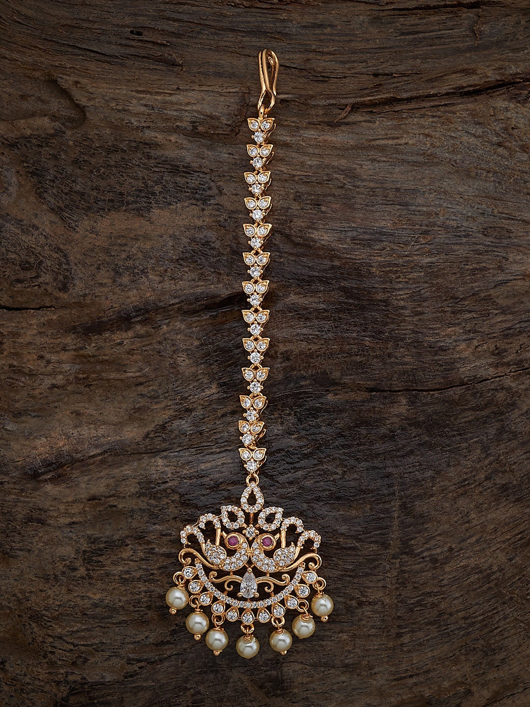 

Kushal's Fashion Jewellery Gold Plated Artificial Stones Studded Maang Tikka