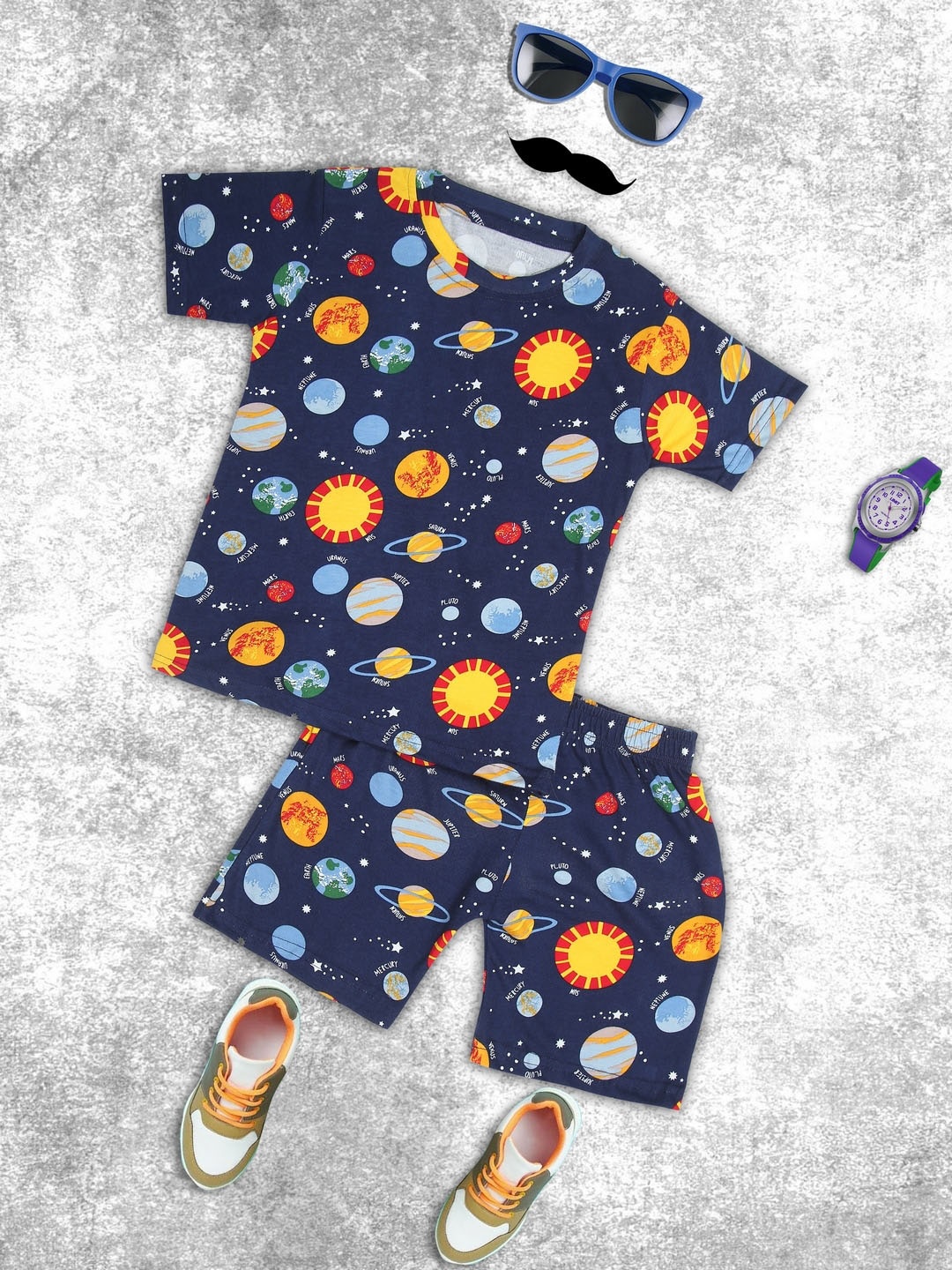

Ninos Dreams Boys Printed Pure Cotton Night Suit, Blue