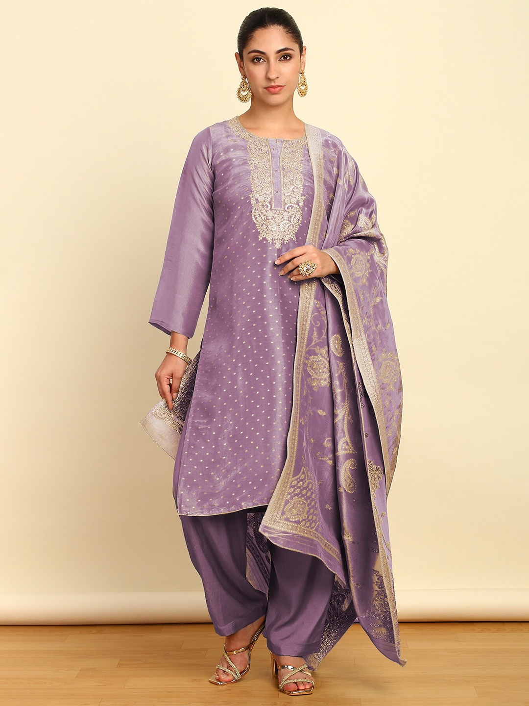 

Soch Embroidered Unstitched Dress Material, Purple