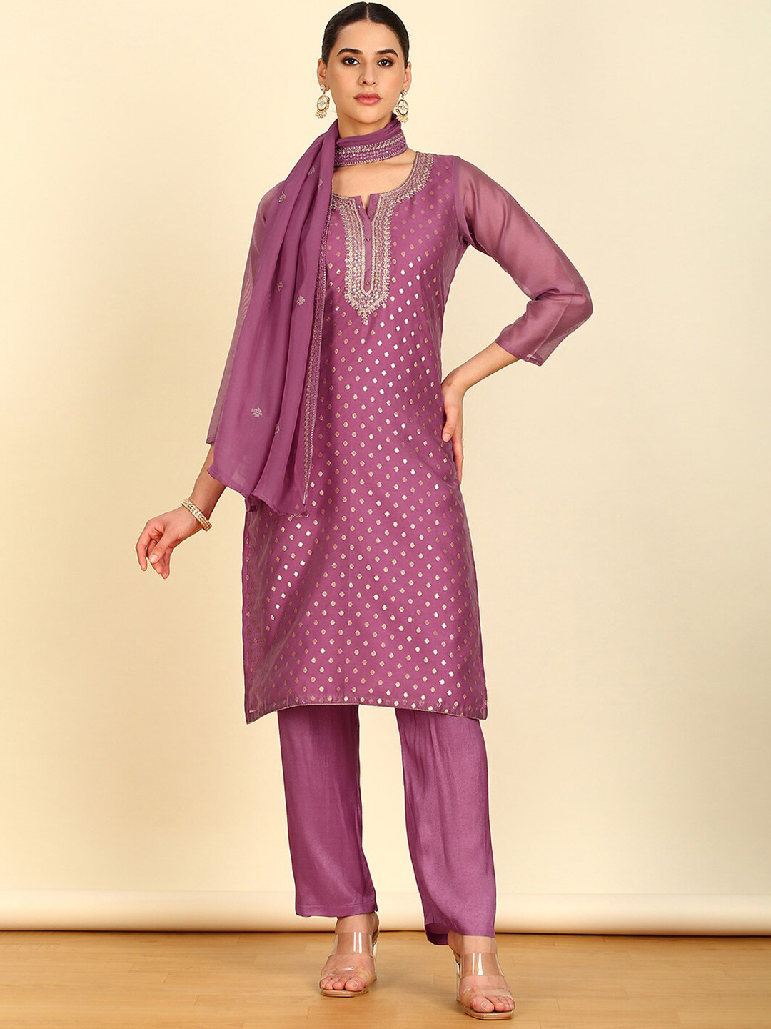 

Soch Unstitched Dress Material, Pink