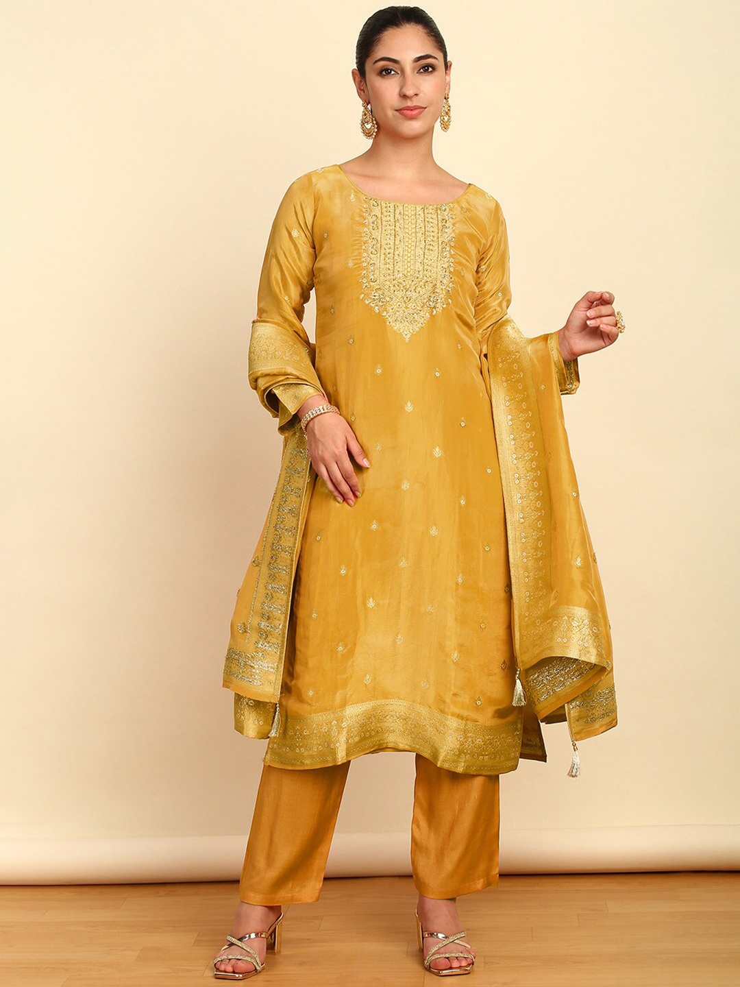 

Soch Unstitched Dress Material, Yellow