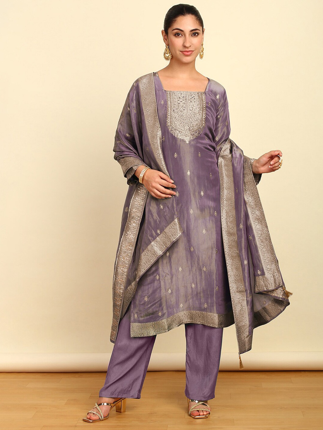 

Soch Unstitched Dress Material, Purple