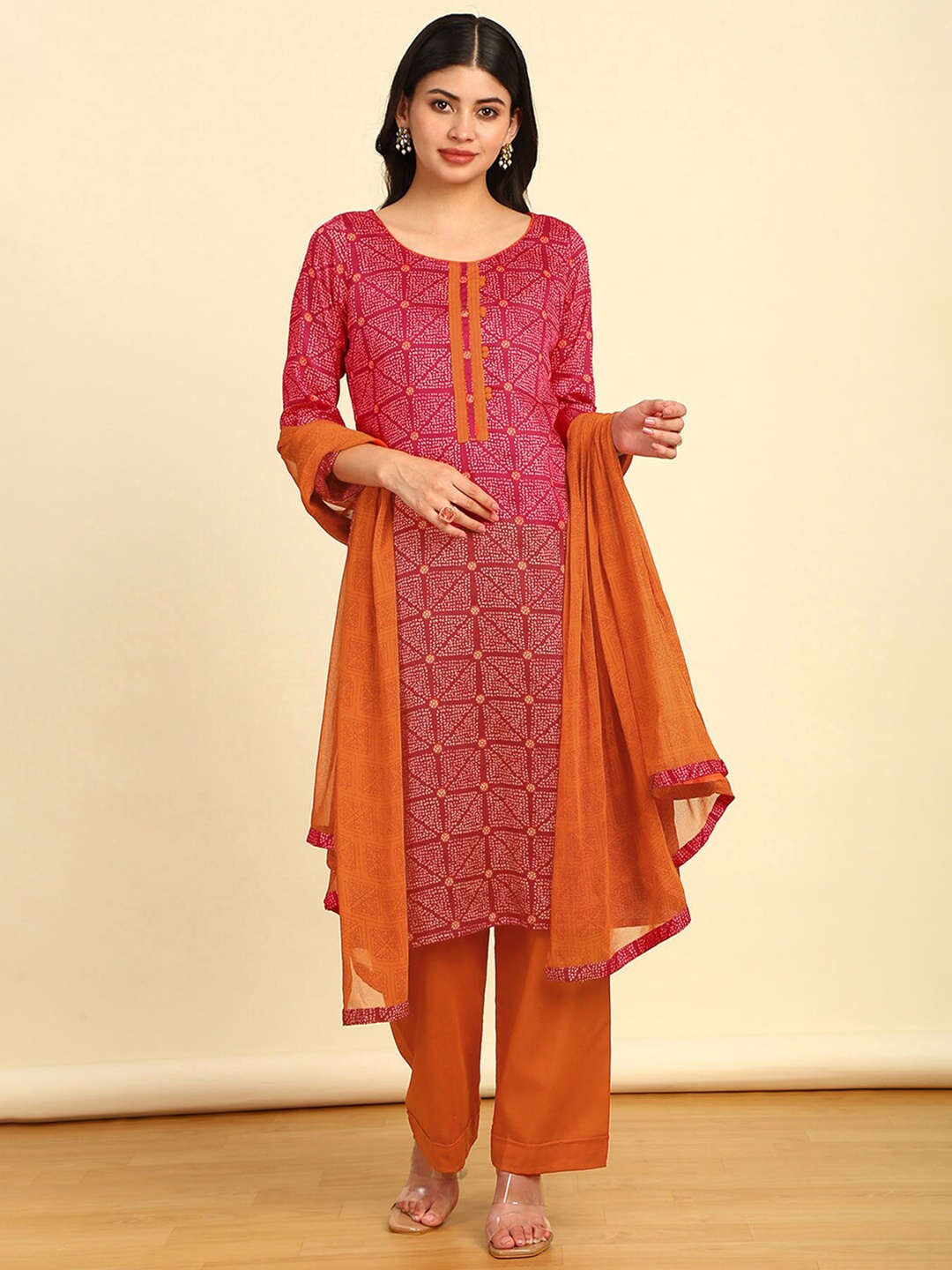 

Soch Printed Pure Cotton Unstitched Dress Material, Red