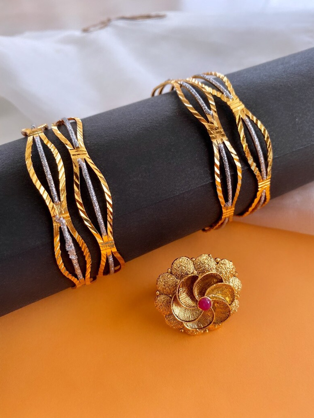 

ATIBELLE Gold-Plated Stone-Studded Jewellery Set