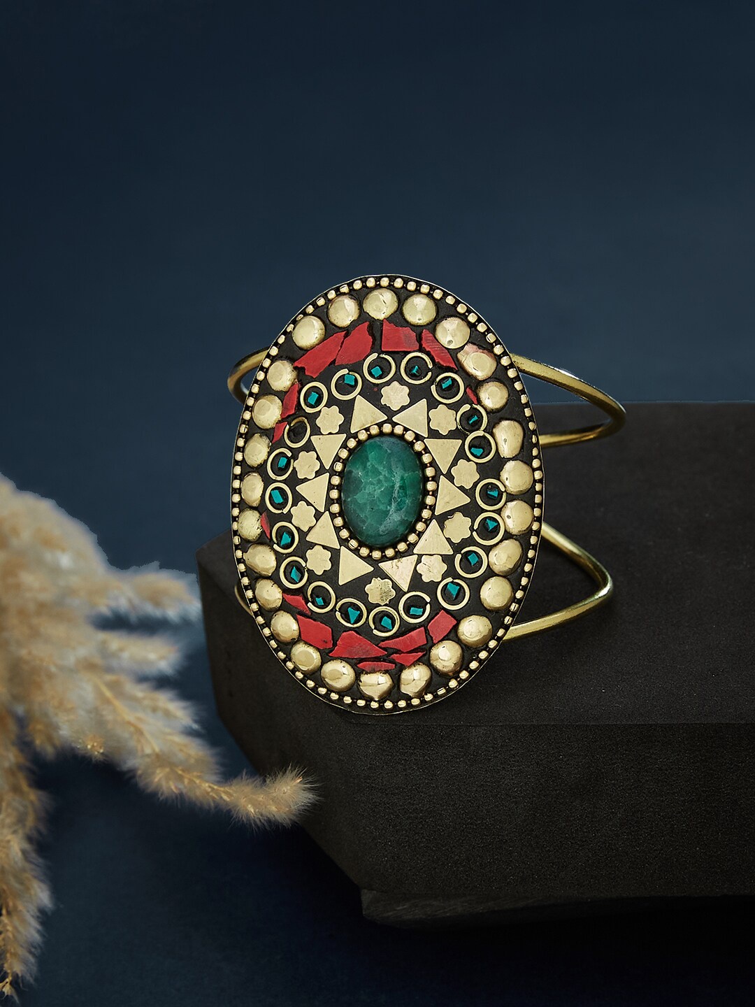 

ATIBELLE Gold Plated & Stone Studded Bangle
