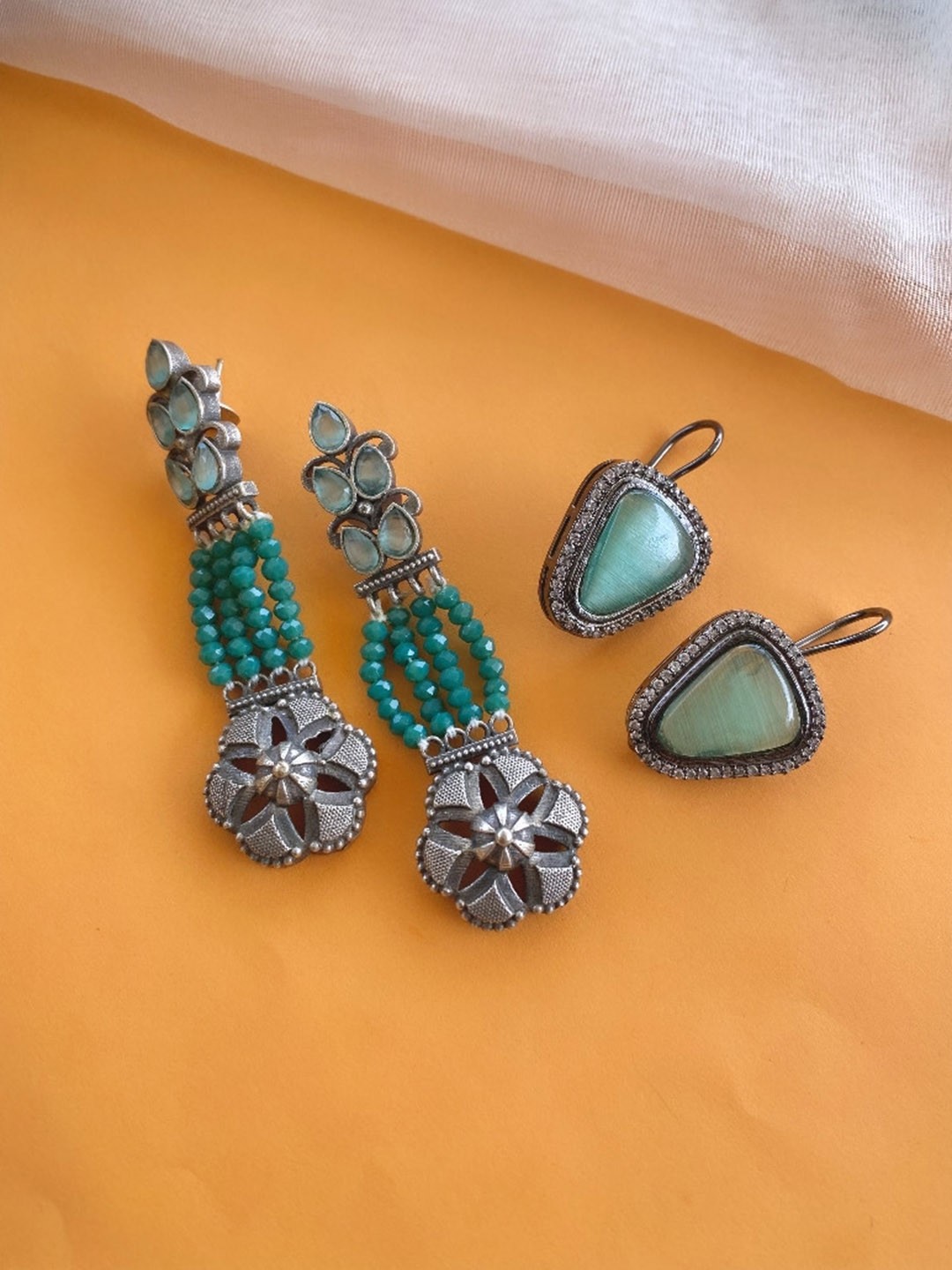 

ATIBELLE Set Of 2 German Silver Plated Drop Earrings
