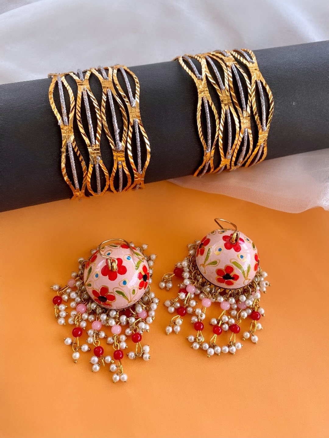 

ATIBELLE Gold-Plated Meenakari Beaded Jewellery Set