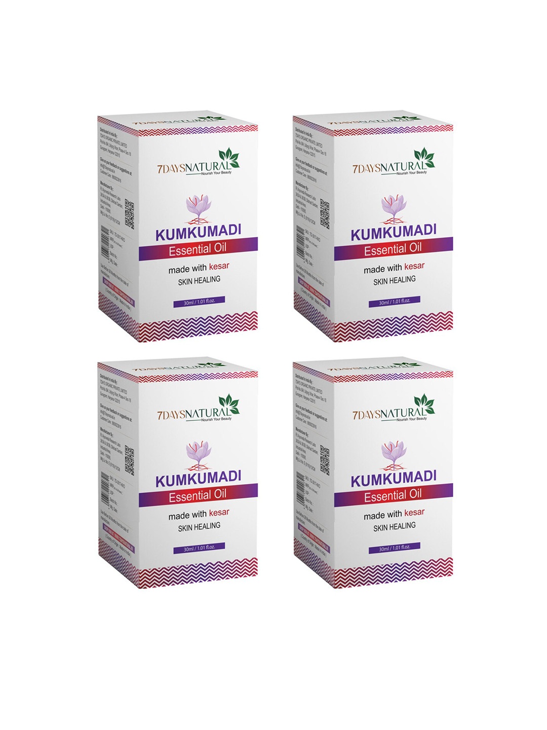 

7 DAYS Set Of 4 Kumkumadi Face Oil - 30 ml Each, White