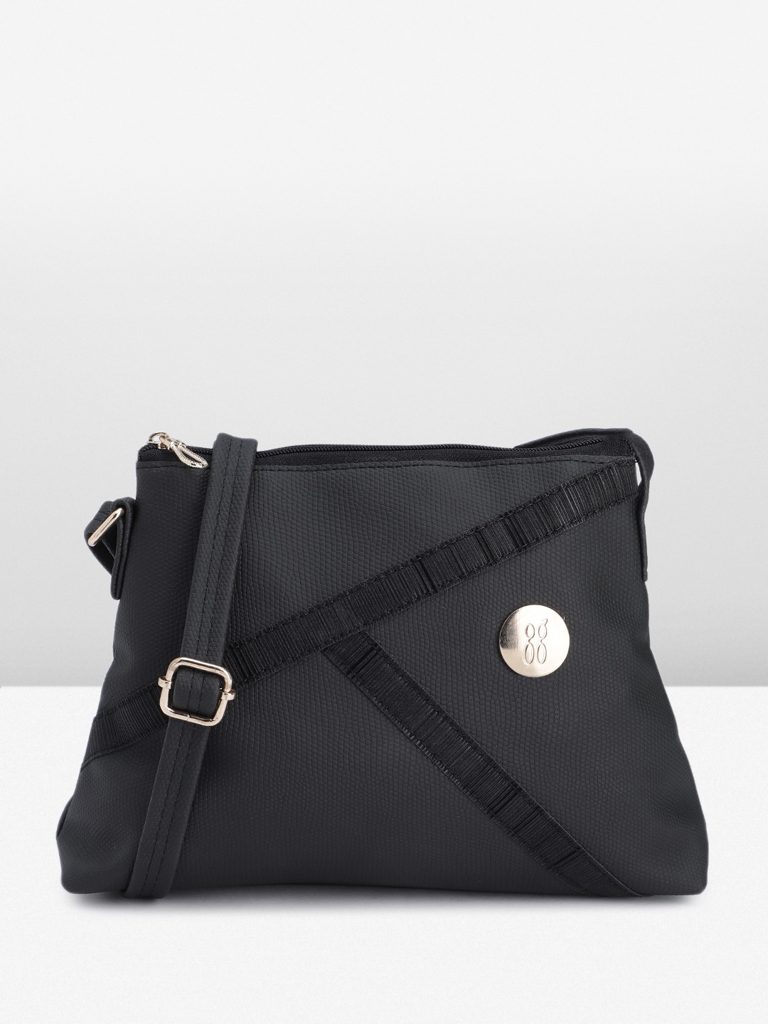 

Baggit Embellished Structured Sling Bag, Black