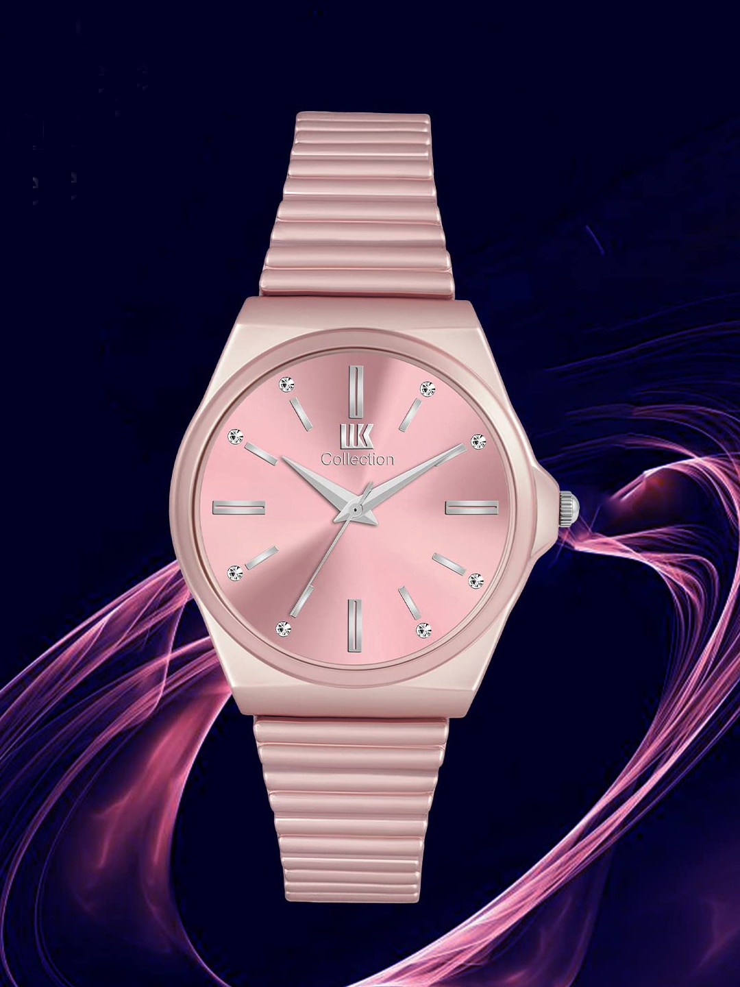 

IIK COLLECTION Women Round Dial Stainless Steel Straps Analogue Watch, Pink