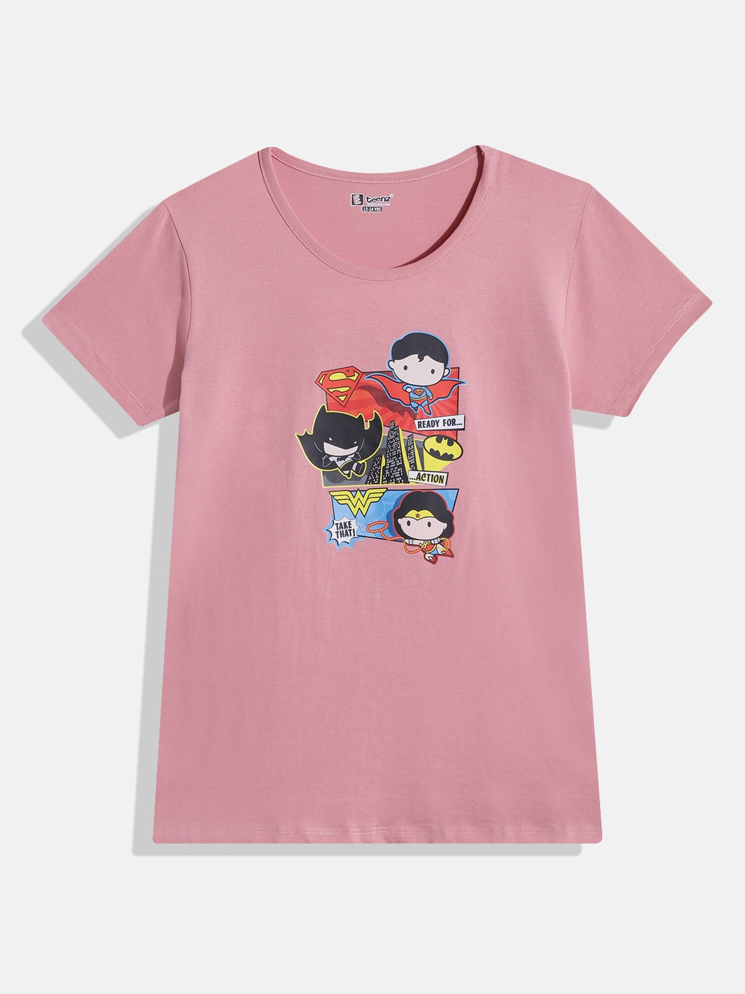 

Eteenz Girls Printed T-shirt, Rose