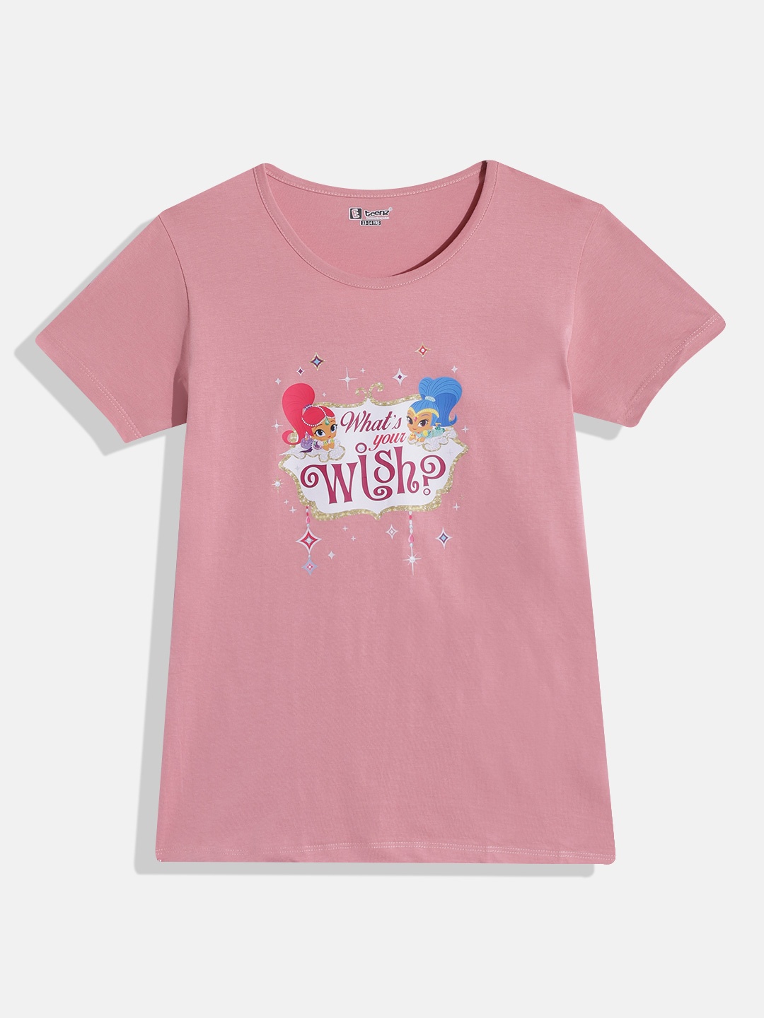 

Eteenz Girls Shimmer & Shine Printed T-shirt, Pink