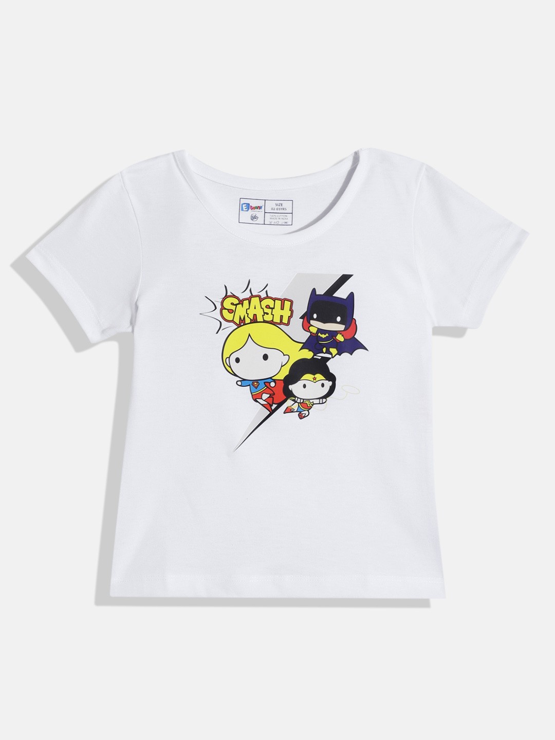 

Eteenz Girls Premium Cotton Smash Printed T-shirt, White