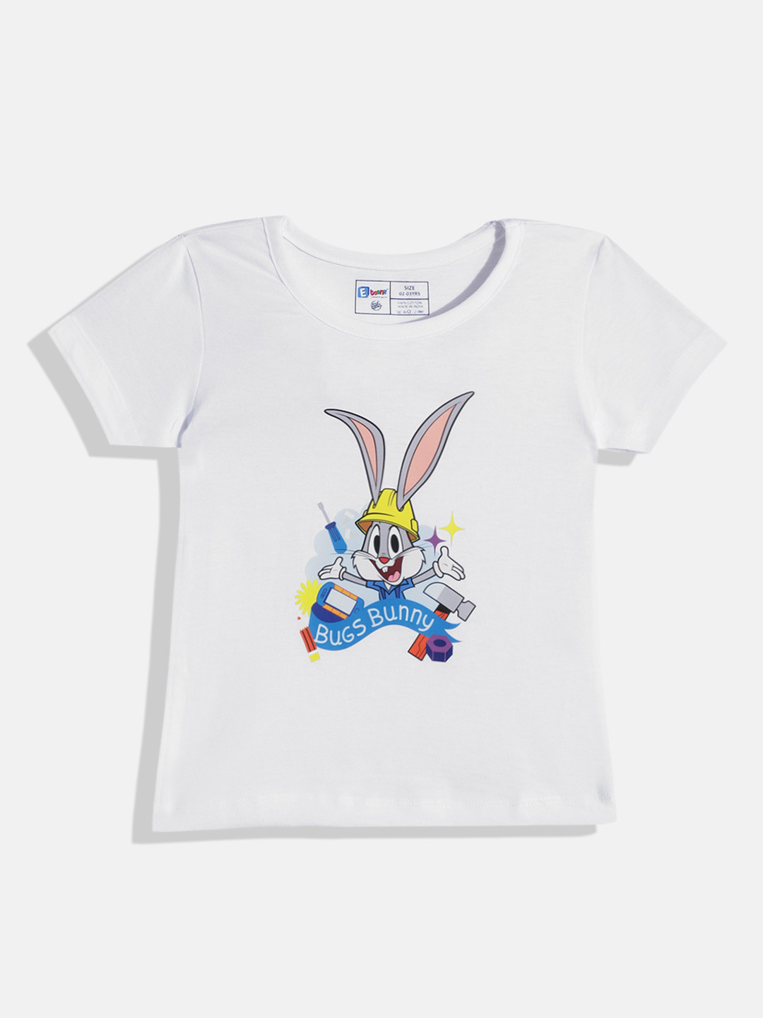 

Eteenz Girls Premium Cotton Bugs Bunny Printed T-shirt, White