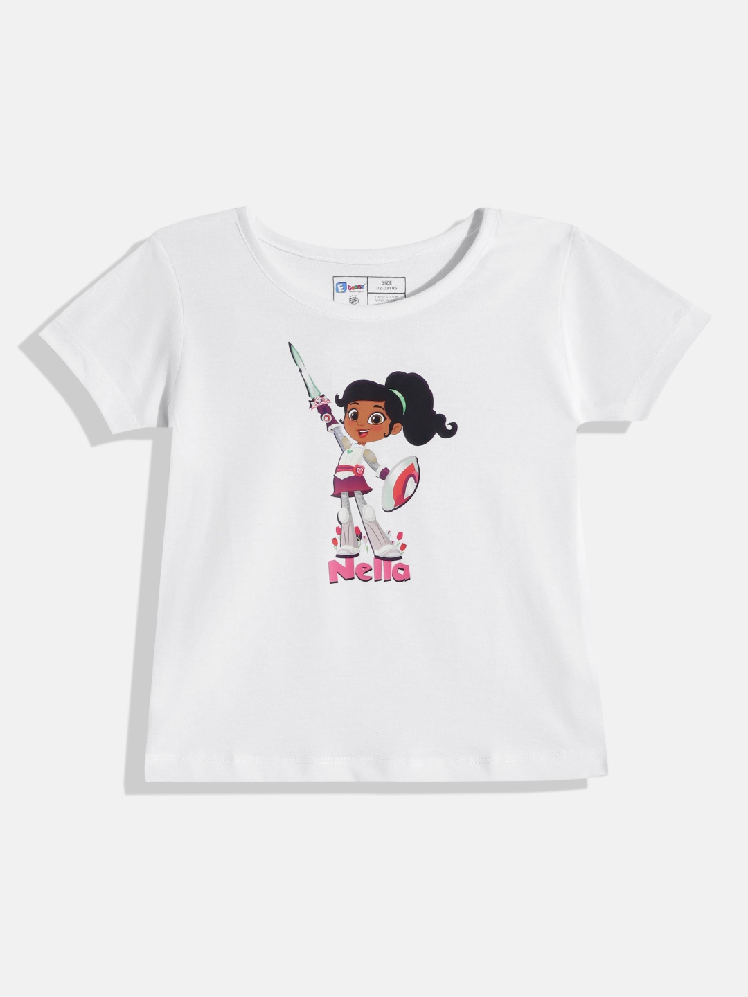 

Eteenz Girls Printed Cotton T-shirt, White