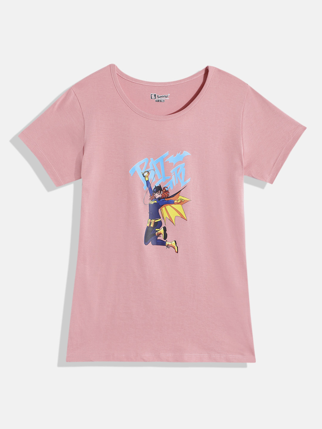 

Girls Batgirl Graphic Printed Premium Cotton T-shirt, Rose