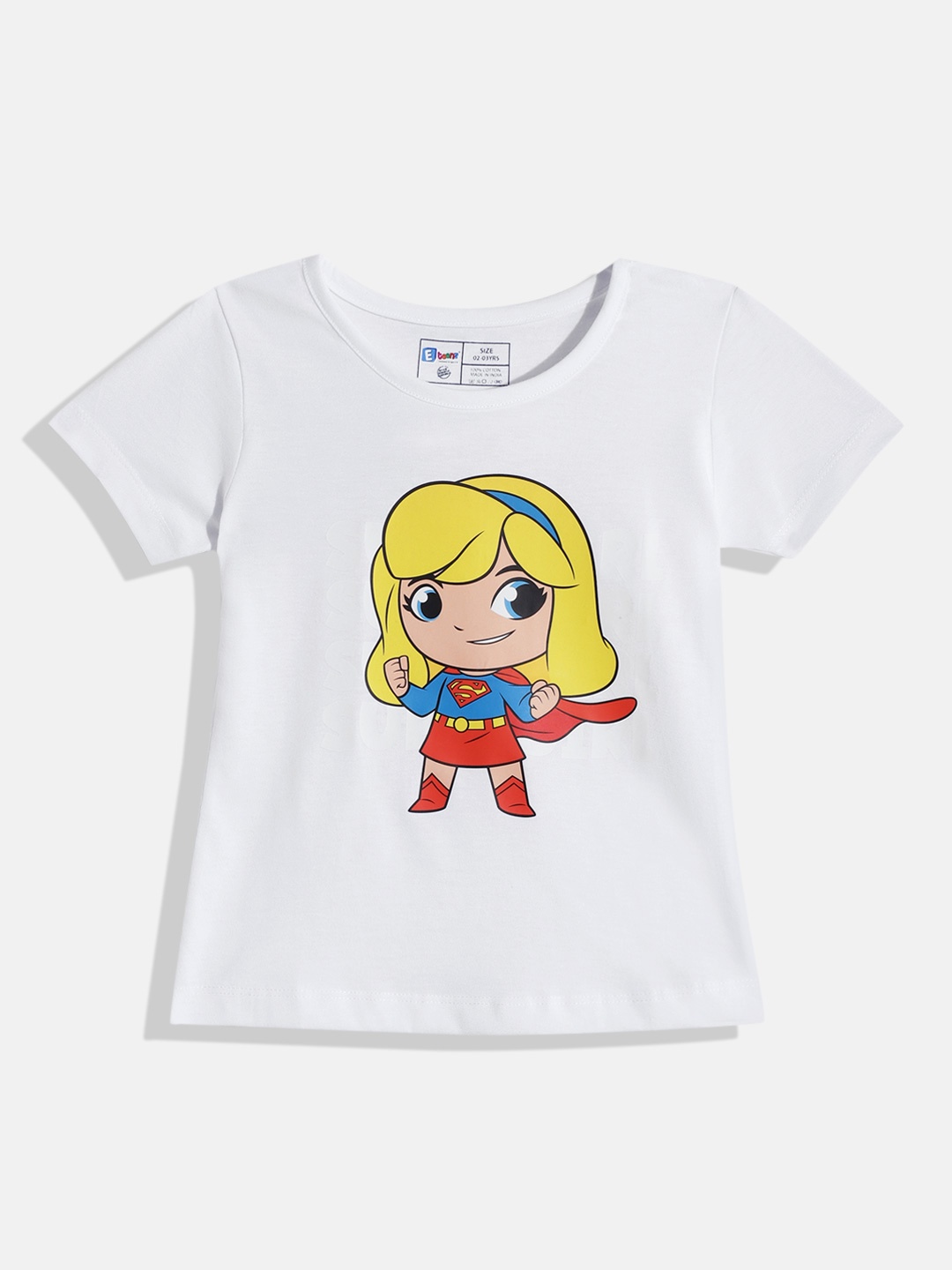 

Eteenz Girls Supergirl Printed Cotton T-shirt, White
