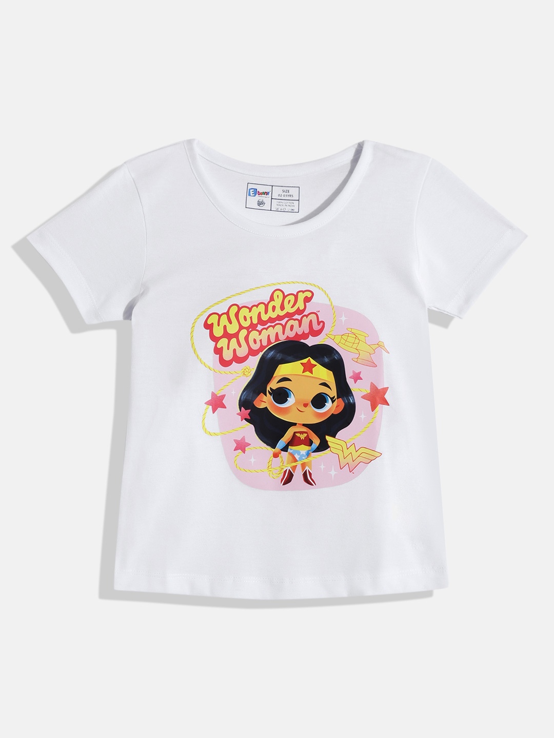 

Eteenz Girls Wonder Woman Printed Cotton T-shirt, White