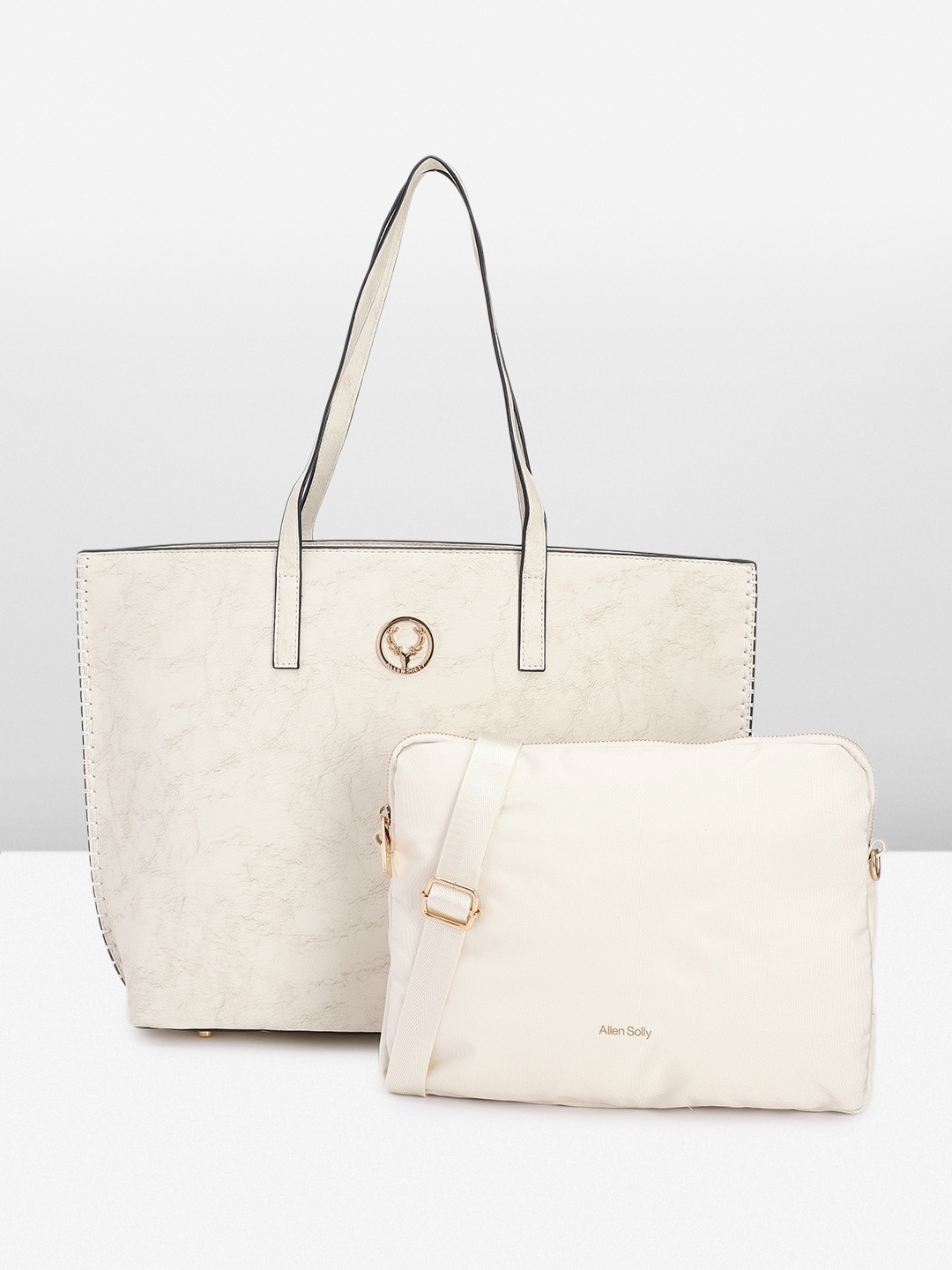 

Allen Solly Oversized Shopper Tote Bag with Pouch, Off white