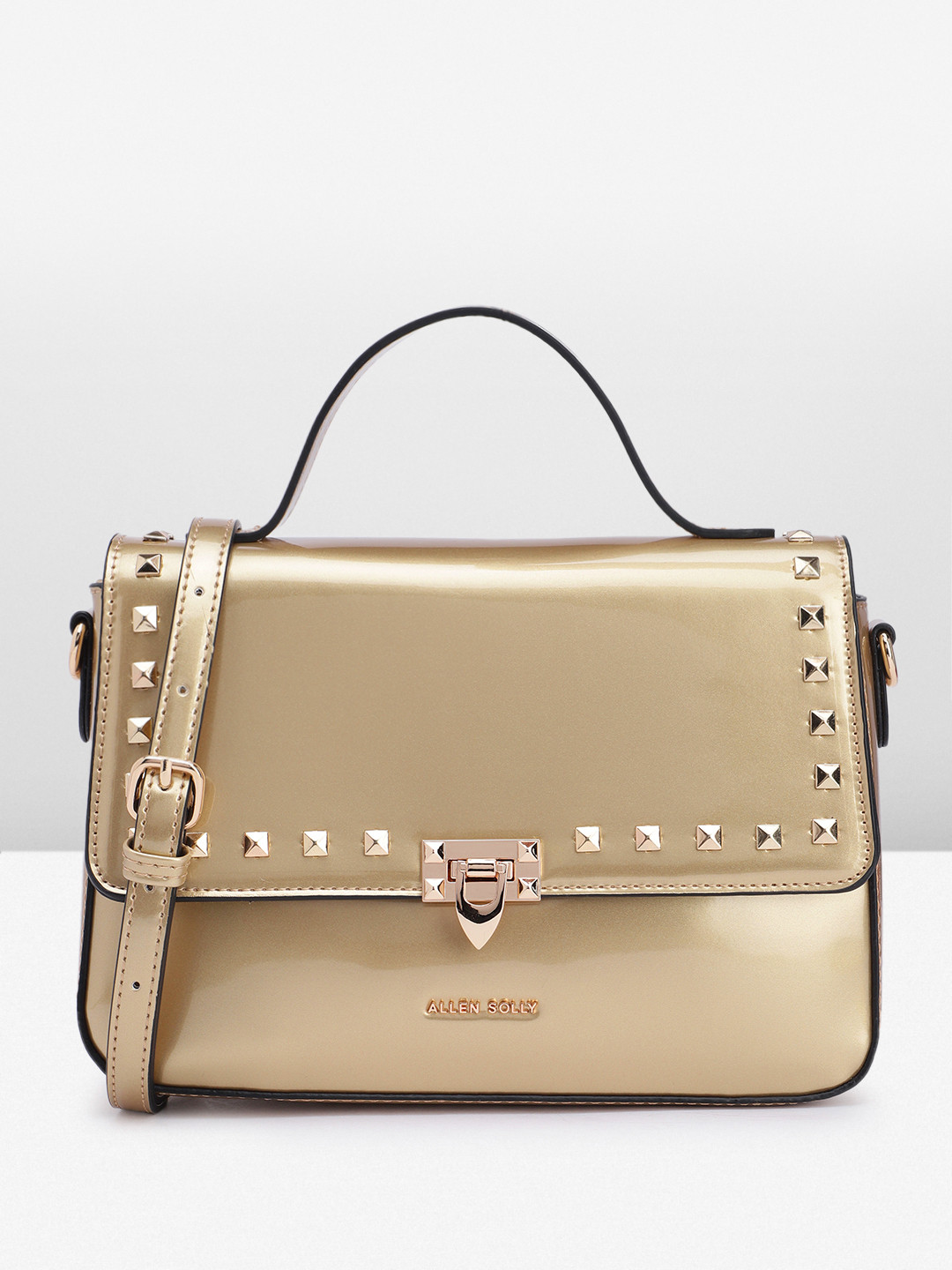 

Allen Solly Embellished Structured Satchel, Gold