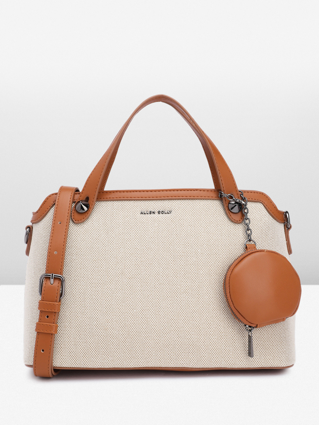 

Allen Solly Structured Handheld Bag with Pouch, Beige