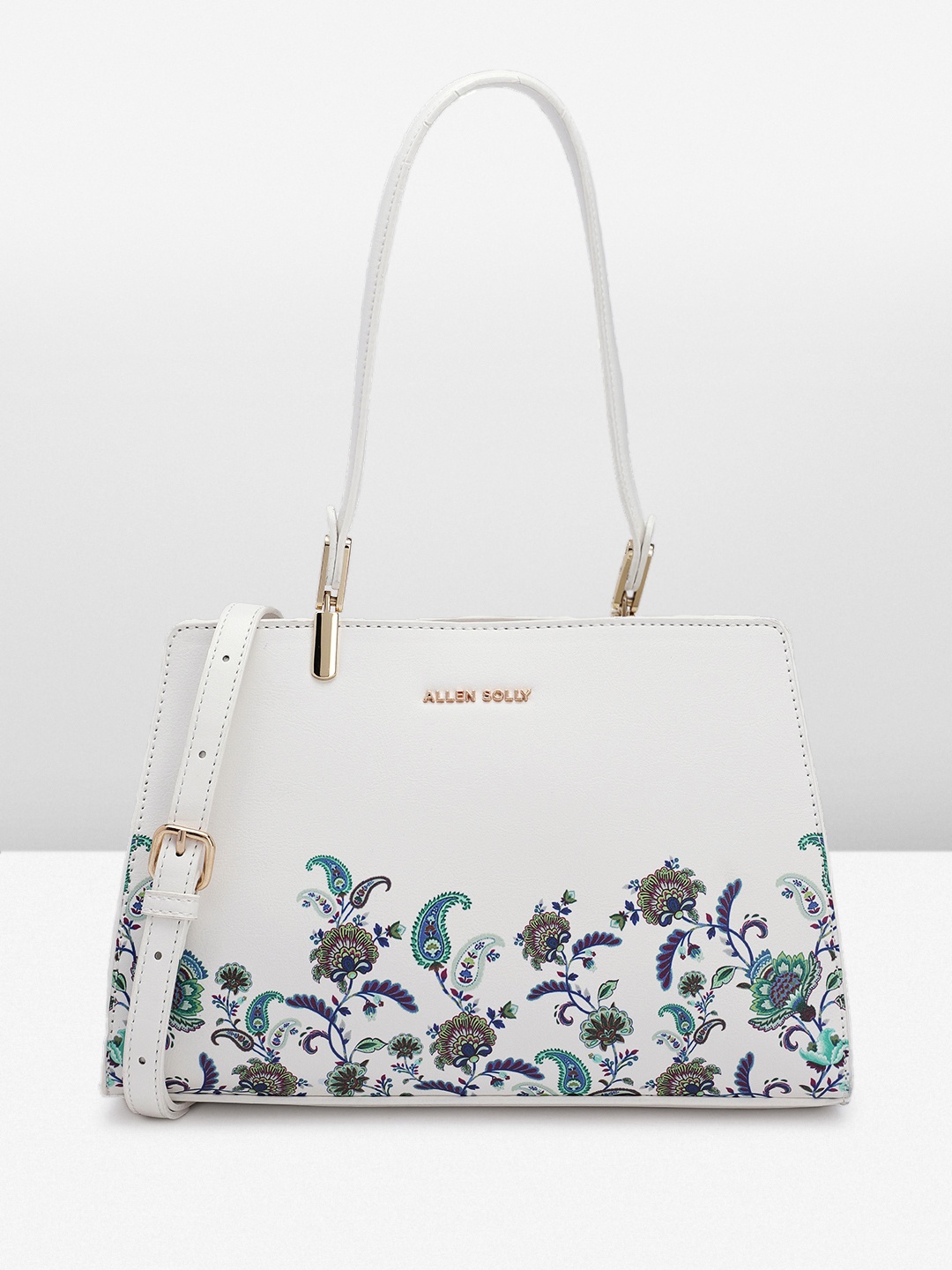 

Allen Solly Ethnic Motifs Printed Structured Handheld Bag, White