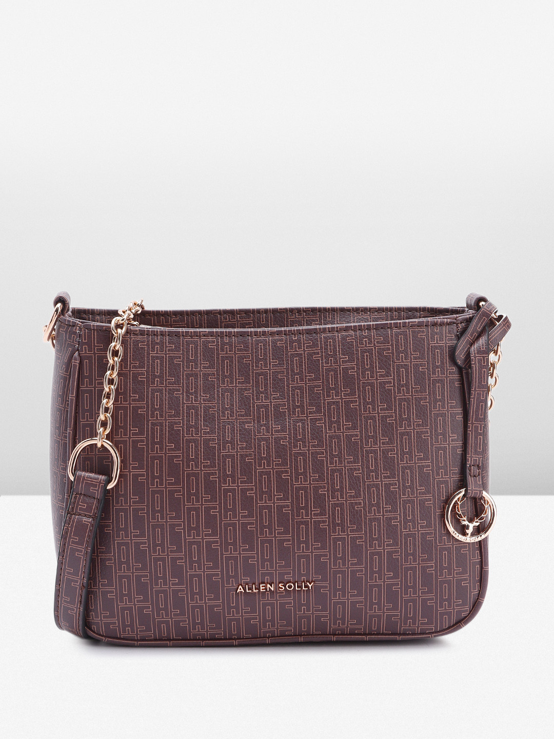 

Allen Solly Brand Logo Printed Structured Sling Bag, Mauve