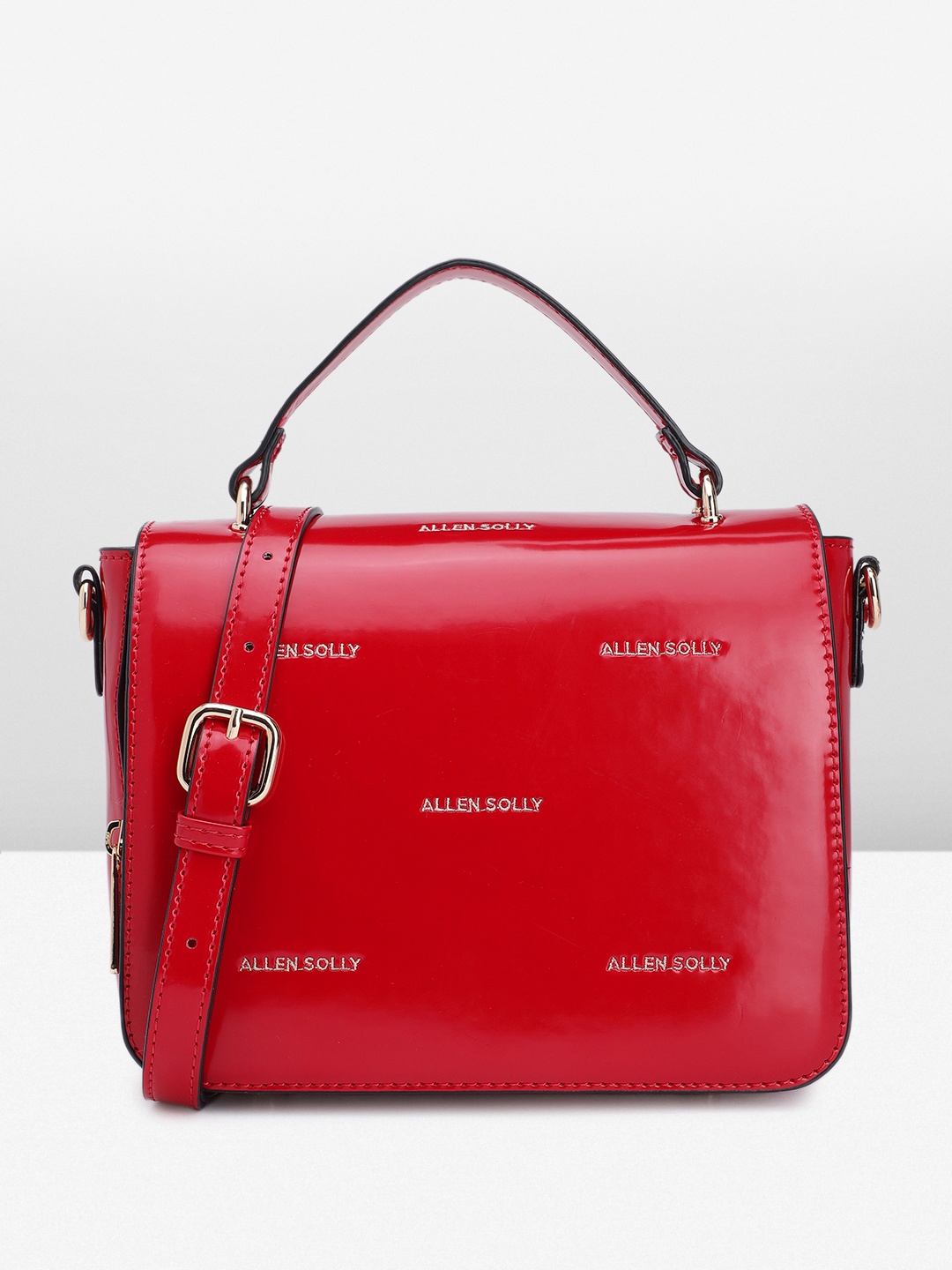 

Allen Solly Brand Logo Embroidered Structured Satchel, Red