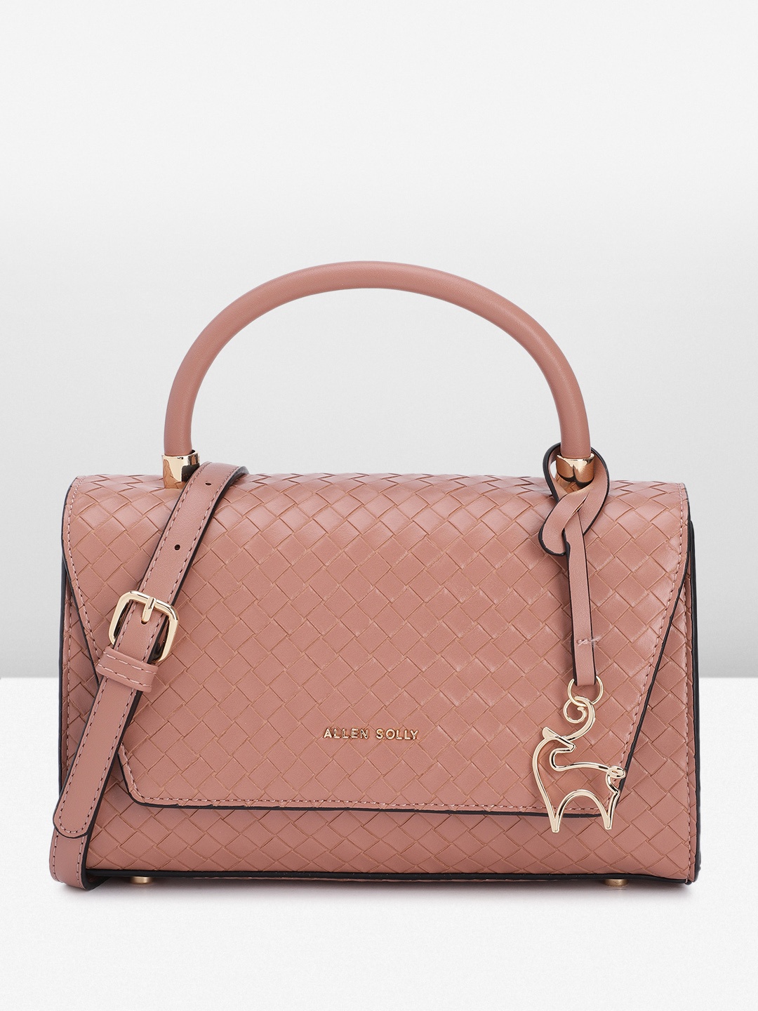 

Allen Solly Textured Structured Satchel, Pink