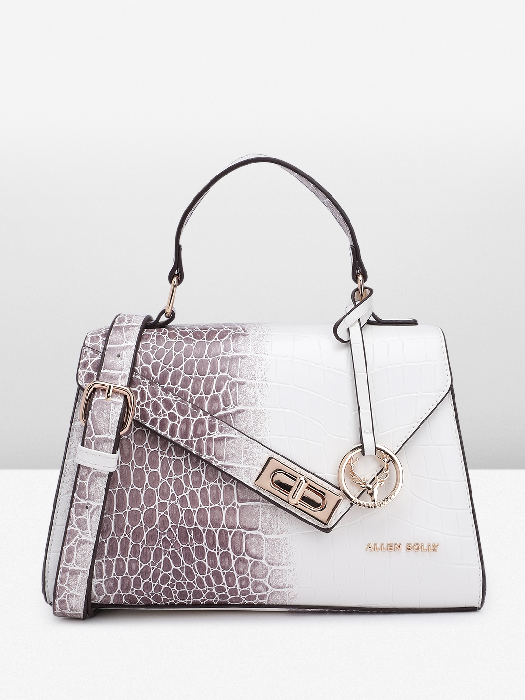 

Allen Solly Animal Textured Structured Satchel, Off white