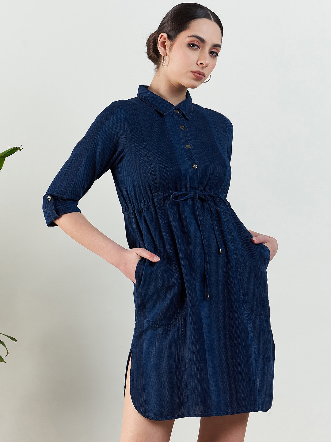 

STADO Cotton Shirt Dress, Blue