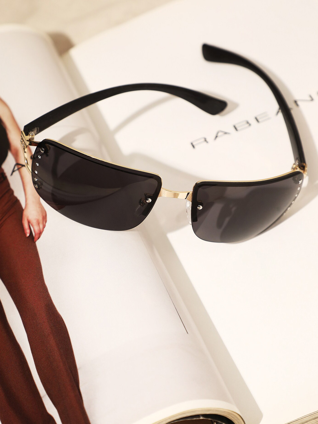 

LULU & SKY Women Rectangle Sunglass ST-8012-GOLD GREY