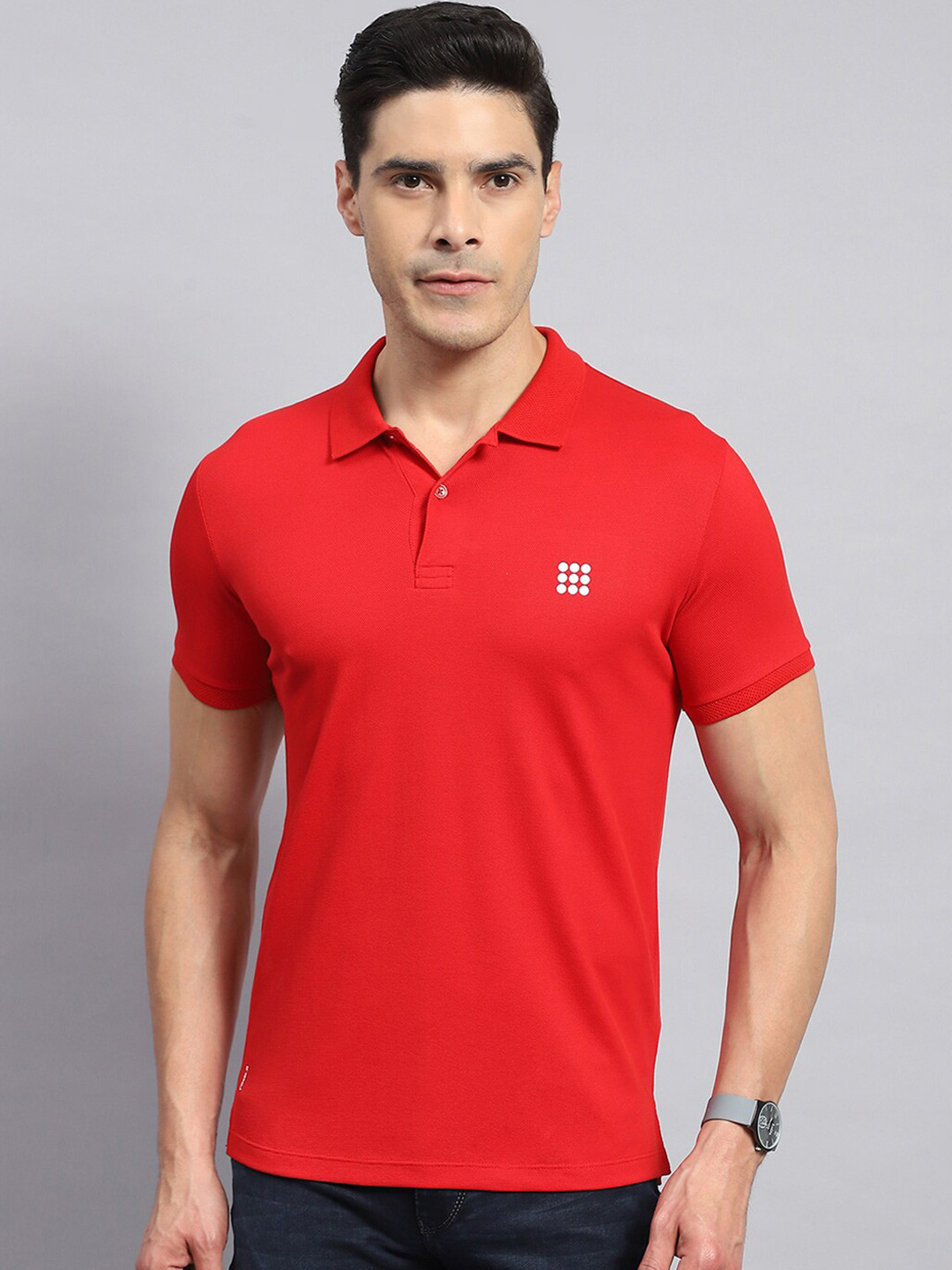 

rock.it Polo Collar Cotton Casual T-shirt, Red