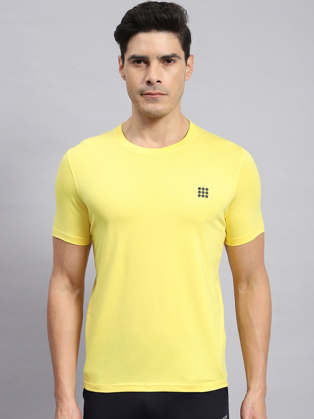

rock.it Round Neck Cotton Casual T-shirt, Yellow