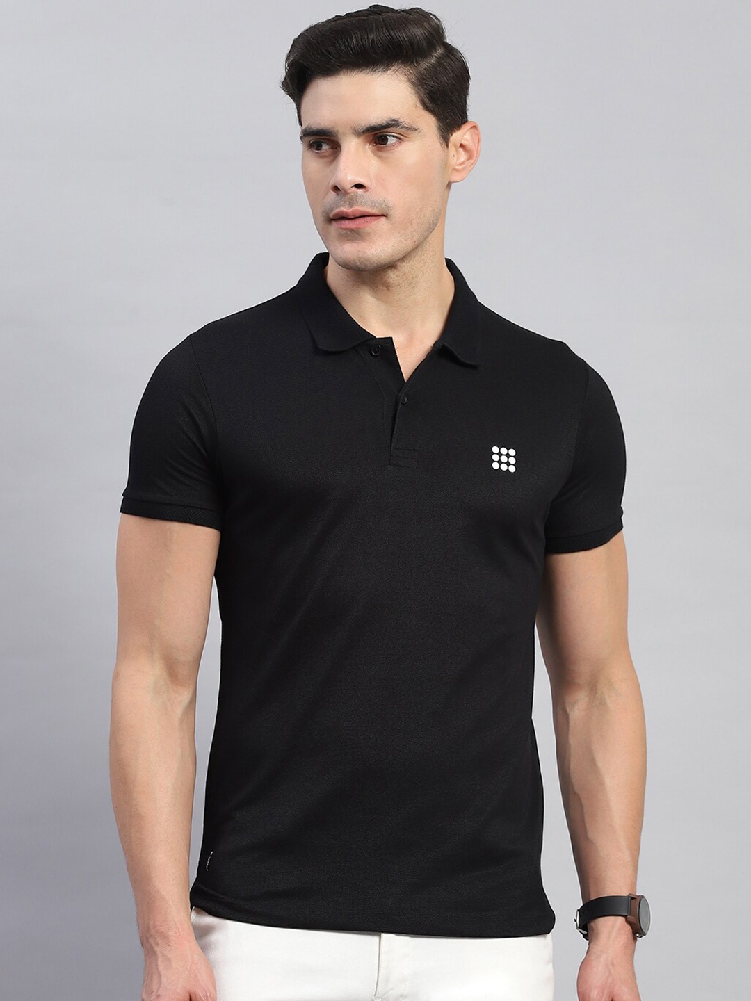 

rock.it Polo Collar Short Sleeves Cotton T-shirt, Black
