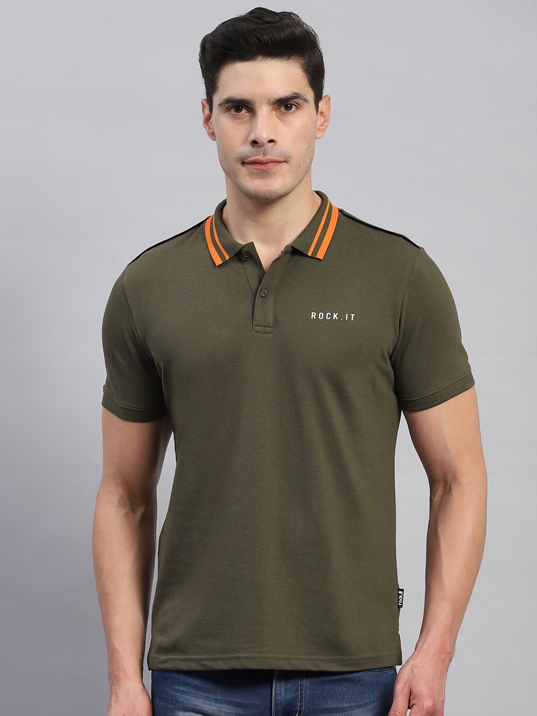 

rock.it Polo Collar Short Sleeves Cotton T-shirt, Green