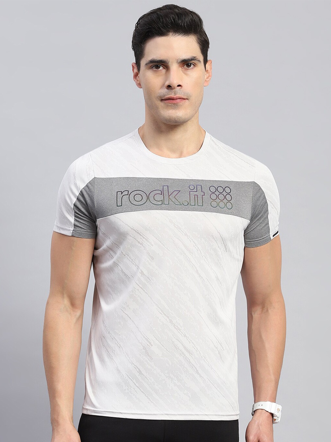 

rock.it Typography Printed Round Neck Cotton Casual Tshirt, Grey