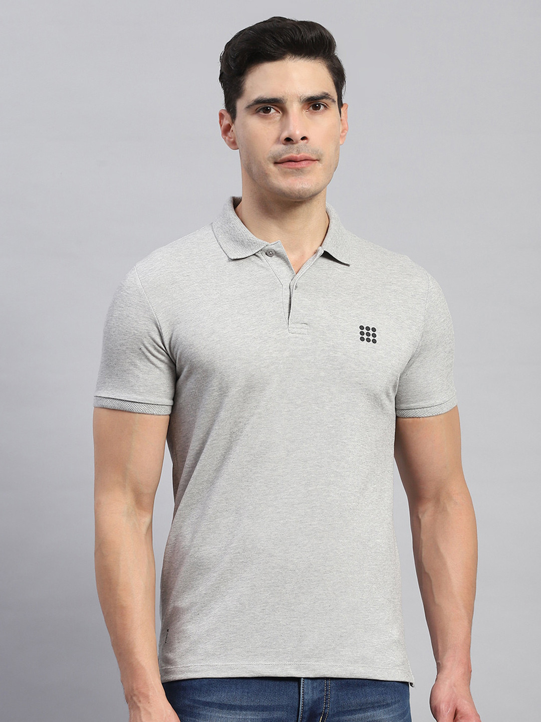 

rock.it Polo Collar Short Sleeves Cotton T-shirt, Grey