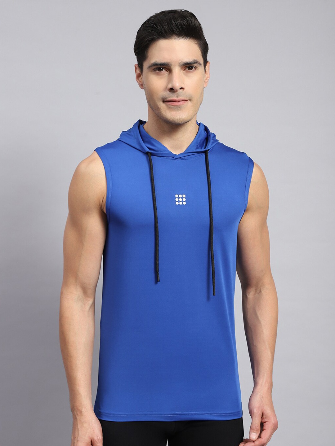 

rock.it Sleeveless Cotton Hooded T-shirt, Blue