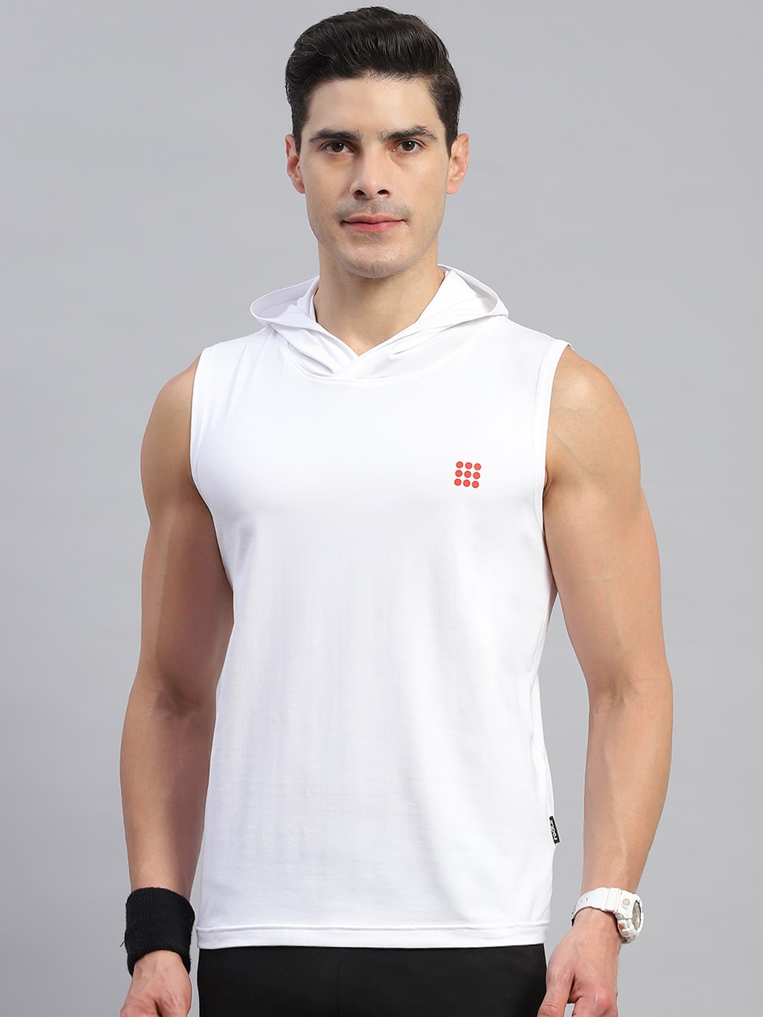 

rock.it Sleeveless Cotton Hooded T-shirt, White