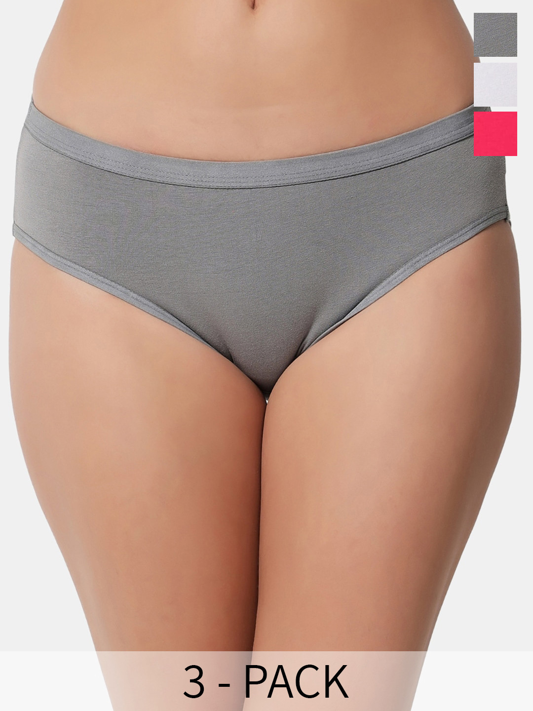 

BLEEDING HEART Pack Of 3 4 Way Stretch Bikini Briefs, Grey