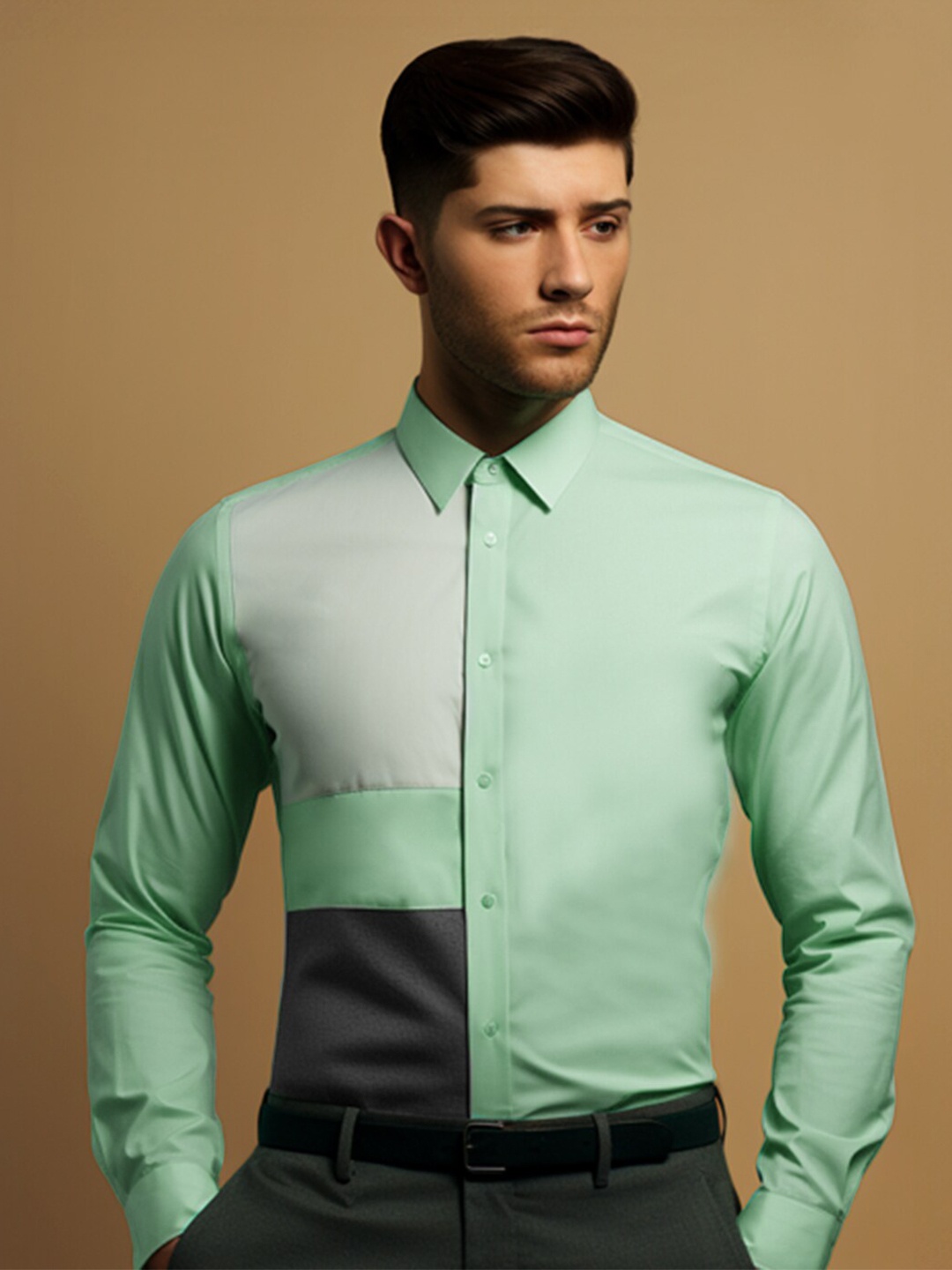 

HE SPOKE Smart Tailored Fit Cotton Casual Shirt, Green