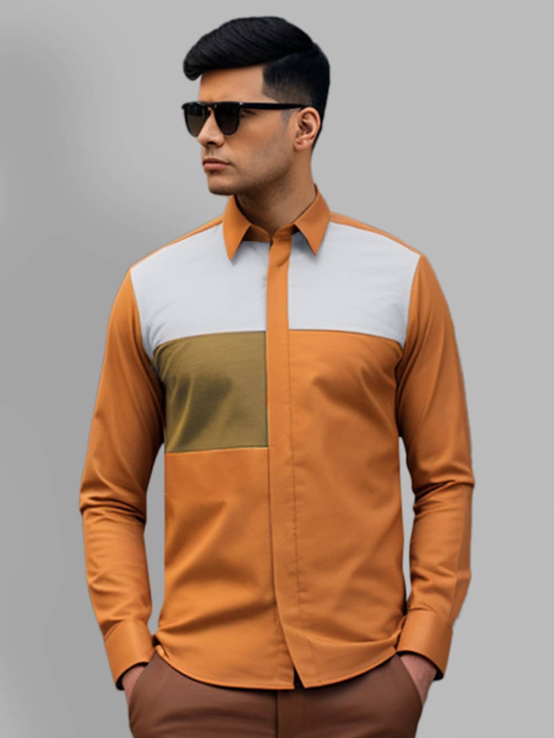 

HE SPOKE Smart Tailored Fit Cotton Casual Shirt, Orange