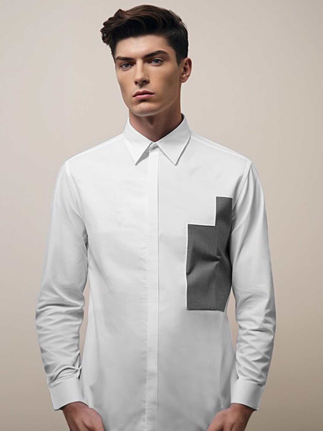 

HE SPOKE Smart Tailored Fit Cotton Formal Shirt, White